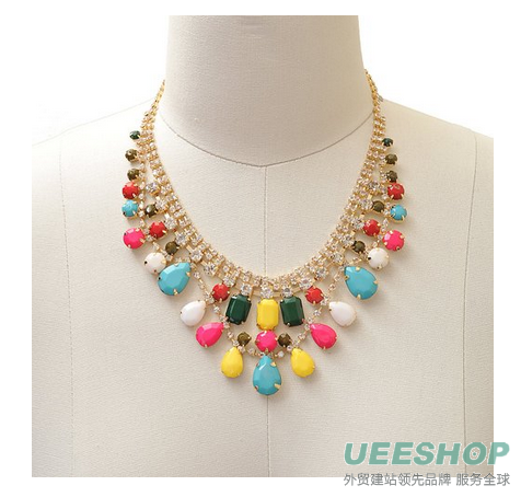 Gorgeous Colorful Gemstone Statement Necklace