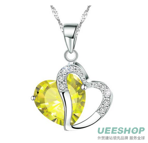 KATGI White Gold Plated Rhinestone Colorful Flash Drill Phoenix Crystal Pendant Necklace