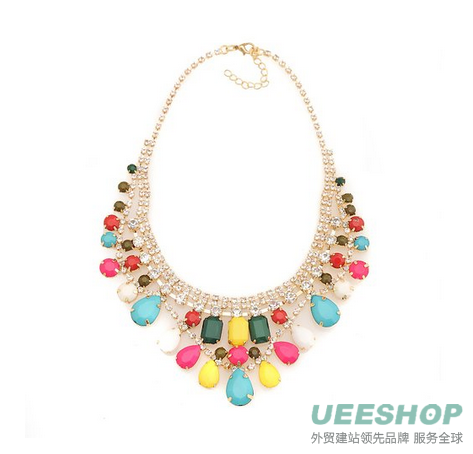 Gorgeous Colorful Gemstone Statement Necklace